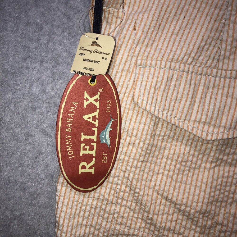NWT Tommy Bahama Stripe City Men's Shorts 36 Dress Orange Casual Lounge Golf - Picture 9 of 12